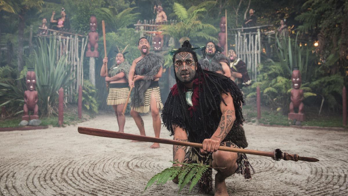 Maori man welcomes guests in Rotorua